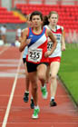 Chelsea Nugent (Carlisle Aspatria) on her way to winning the Under-15 1500 metres, Gateshead Tartan Games